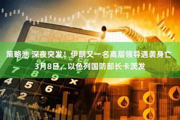 策略池 深夜突发！伊朗又一名高层领导遇袭身亡 3月8日，以色列国防部长卡茨发
